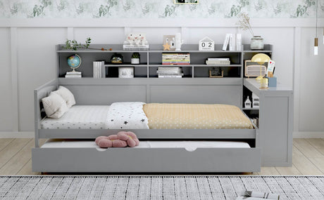 Multi-Functional Wooden Bed Frame With Trundle And Desk - Omega Lifestyles