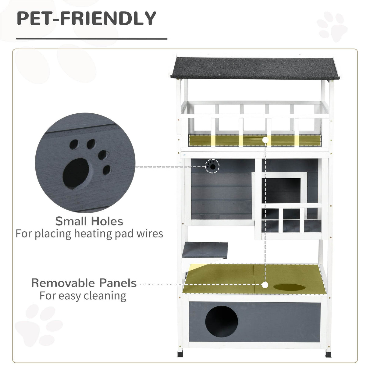 Outdoor Wooden Cat House With Escape Doors And Platform - Sleep Galleria