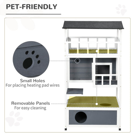 Outdoor Wooden Cat House With Escape Doors And Platform - Sleep Galleria