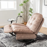 Modern Soft Velvet Swivel Gliding Recliner Chair With Phone Holder - Omega Lifestyles