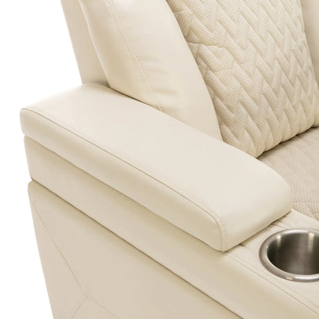 Power PU Leather Recliner Chair With Tray Table USB Port - Omega Lifestyles