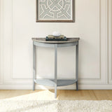 Natural Oak Gray Finish Half-Moon Console Table - Omega Lifestyles