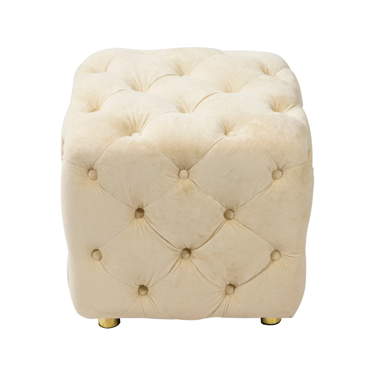 Beige Velvet Storage Ottoman With Concealed Compartment - Omega Lifestyles