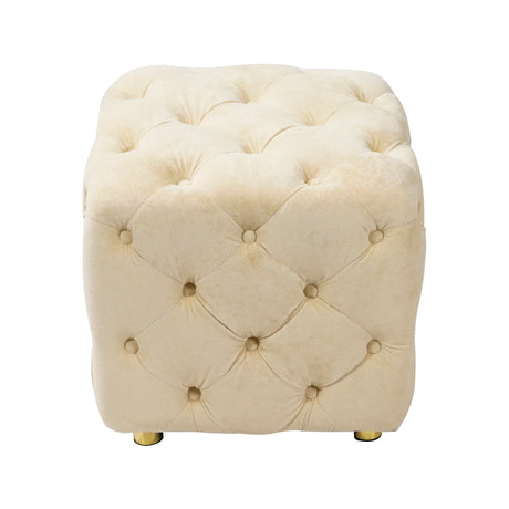 Beige Velvet Storage Ottoman With Concealed Compartment - Omega Lifestyles