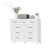 9-Drawer White Metal Tall Dresser With Smooth Drawers - Omega Lifestyles