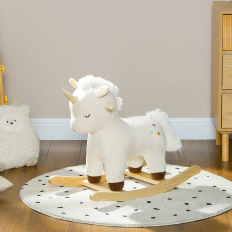 Plush Unicorn Toddler Rocking Horse With Sound - Omega Lifestyles