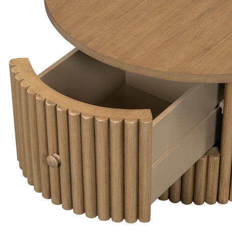Round Farmhouse Coffee Table With Drawer - Sleep Galleria
