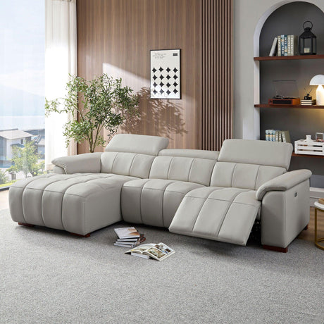 Electric Control Genuine Leather Wall-Hugger Reclining Sofa - Omega Lifestyles