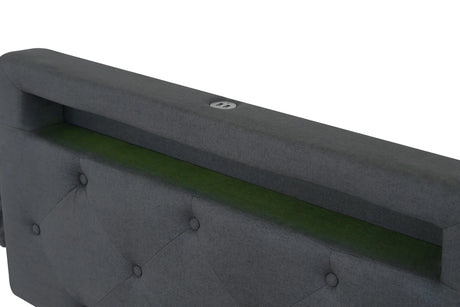 Twin Upholstered Bed Frame With Storage Drawers And USB Charging - Omega Lifestyles