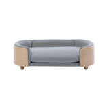 Scandinavian Solid Wood Elevated Pet Sofa Bed With Velvet Cushion - Omega Lifestyles