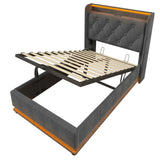 Twin Upholstered Linen Storage Bed With LED Lighting - Omega Lifestyles