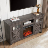 Farmhouse Fireplace TV Stand Console Cabinet Gray - Sleep Galleria