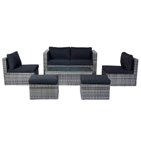 6-Piece Grey Wicker Outdoor Patio Sectional Seating Set - Omega Lifestyles