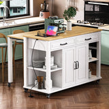 47-Inch Extendable Rubber Wood Veneer Kitchen Island - Omega Lifestyles