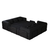 Convertible Chenille Sleeper Sofa Bed With Storage Pocket 2PCS - Omega Lifestyles