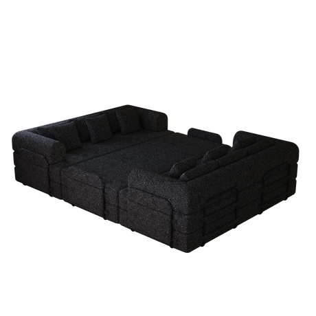 Convertible Chenille Sleeper Sofa Bed With Storage Pocket 2PCS - Omega Lifestyles