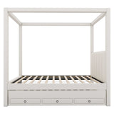 Twin Upholstered Canopy Platform Bed With Trundle and Storage - Omega Lifestyles