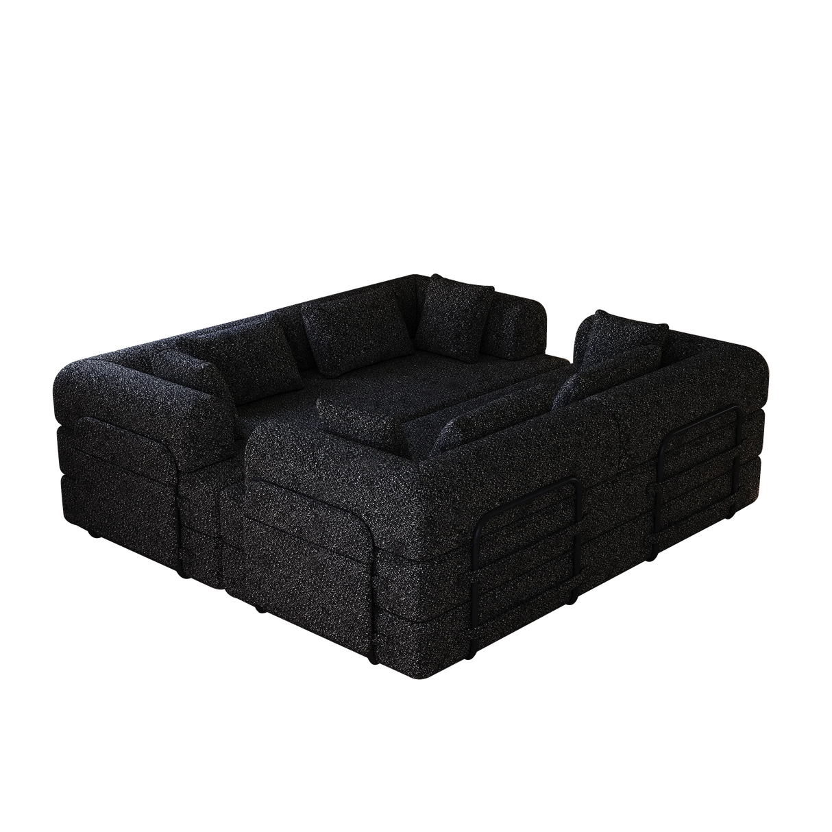 Convertible Chenille Sleeper Sofa Bed With Storage Pocket 2PCS - Omega Lifestyles