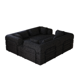 Convertible Chenille Sleeper Sofa Bed With Storage Pocket 2PCS - Omega Lifestyles