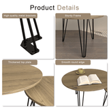 Set of 2 Rustic Brown Round Nesting Coffee Tables - Sleep Galleria