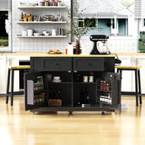 48-Inch Classic Kitchen Island Cart With Bar Stools - Omega Lifestyles
