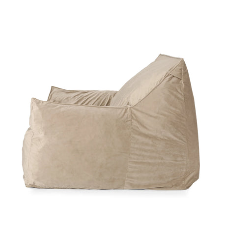 Velveteen Velvet Foam Filled Bean Bag Chair With Armrests - Omega Lifestyles