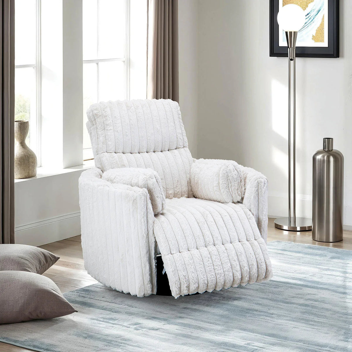 Contemporary White Power Recliner Swivel Glider Chair - Omega Lifestyles