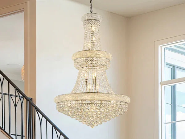 32-Inch French Empire Crystal Chandelier With 27 LED Lights - Omega Lifestyles