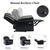 Manual Recliner Chair Faux Leather With Storage Cup Holders LED - Omega Lifestyles