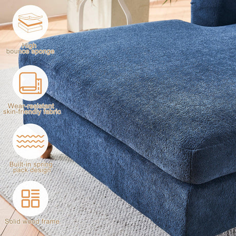 Medium Firm Chenille Upholstery Foam Large Chaise Lounge - Omega Lifestyles