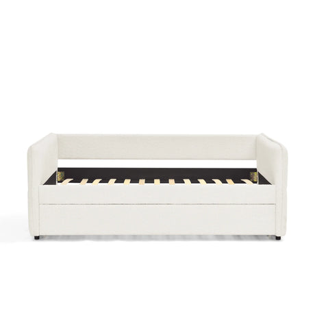 Twin Upholstered Boucle Daybed With Functional Trundle - Omega Lifestyles