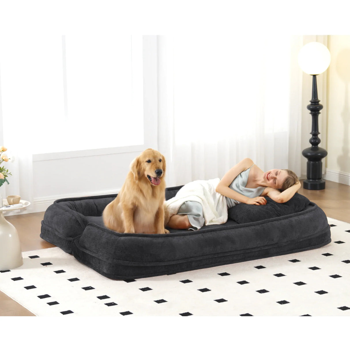 Convertible Adjustable Chenille Loveseat Lazy Sofa Bed - Omega Lifestyles