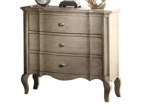 Antique Taupe Synthetic Wood Three-Drawer Nightstand - Omega Lifestyles