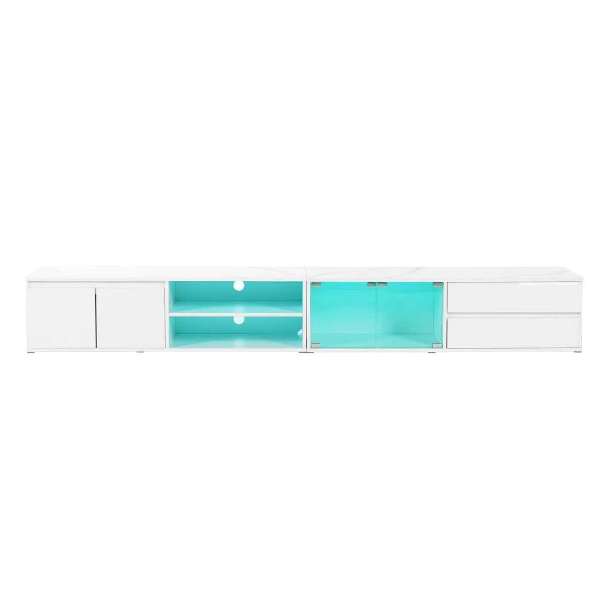 Modern App-Controlled LED Light White Marble TV Stand - Omega Lifestyles