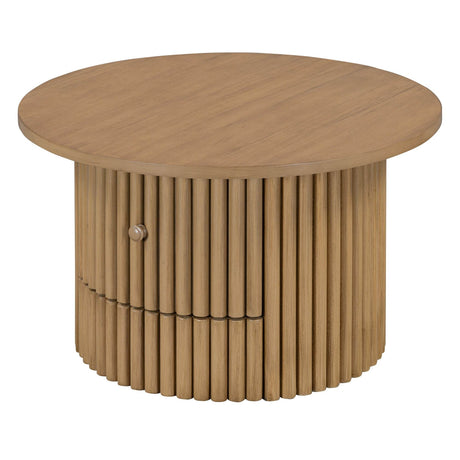 Round Farmhouse Coffee Table With Drawer - Sleep Galleria