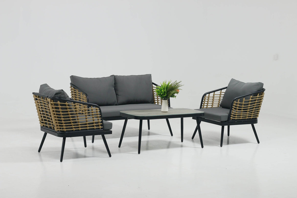 4-Piece PE Rattan Wicker Patio Sofa Set - Omega Lifestyles