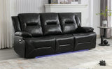 Manual Black Leather Gel Recliner Chair With LED Light Strip - Omega Lifestyles
