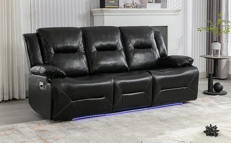Manual Black Leather Gel Recliner Chair With LED Light Strip - Omega Lifestyles