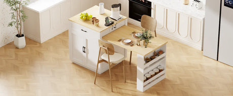 Extendable Kitchen Island With Dining Table Storage - Omega Lifestyles