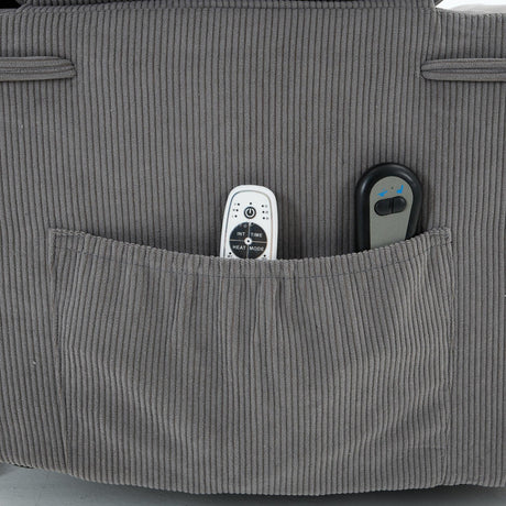 Medium-Firm Corduroy Remote-Controlled Heating Massage Recliner - Omega Lifestyles