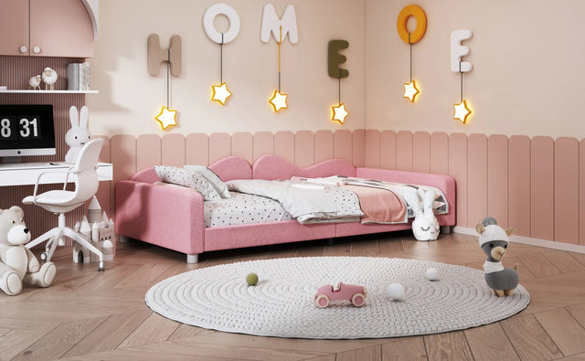 Twin Upholstered Sherpa Fabric Daybed With Cloud Backrest - Omega Lifestyles