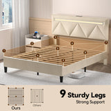 Queen Adjustable Faux Leather Bed Frame With Charging Station - Omega Lifestyles