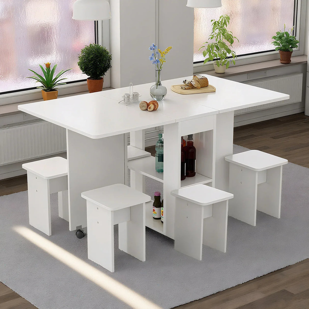 Space Saving Folding Drop Leaf Dining Table With Chairs - Omega Lifestyles