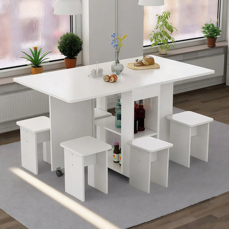 Space Saving Folding Drop Leaf Dining Table With Chairs - Omega Lifestyles