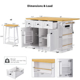 53-Inch Mobile Kitchen Island Set With Storage Drawers - Omega Lifestyles