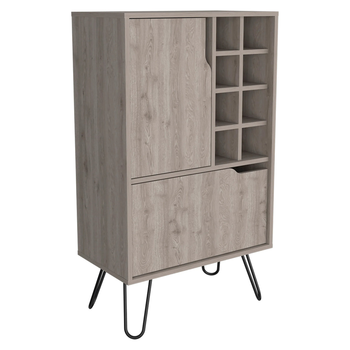 Light Grey Particle Board Liquor Cabinet With Steel Legs - Omega Lifestyles
