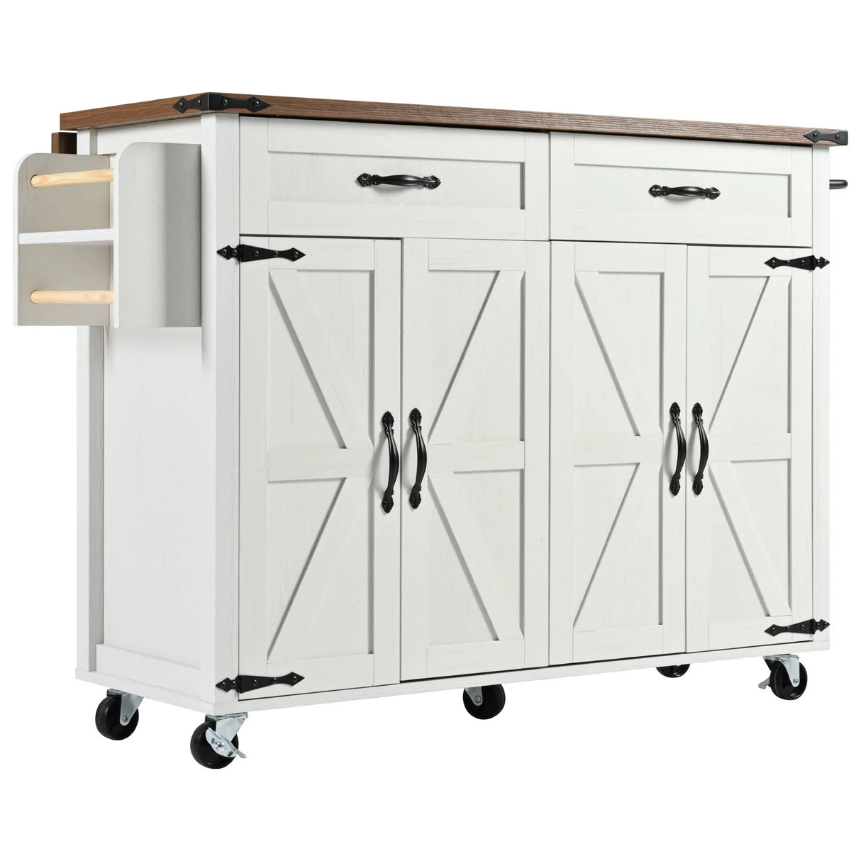 Farmhouse Style Rolling Kitchen Island With Power Outlet - Omega Lifestyles