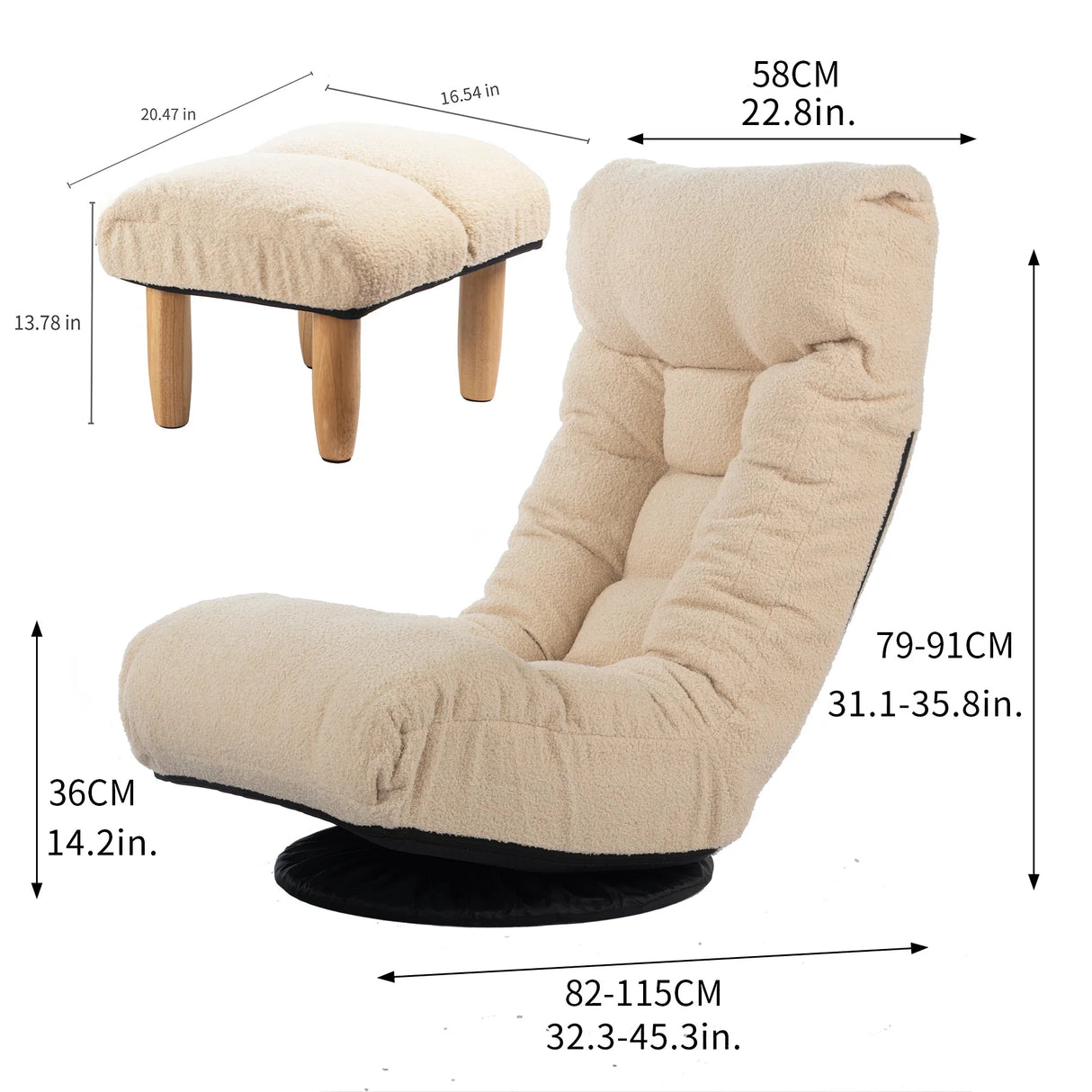 Adjustable Japanese Style Reclining Cotton Sofa Chair - Omega Lifestyles