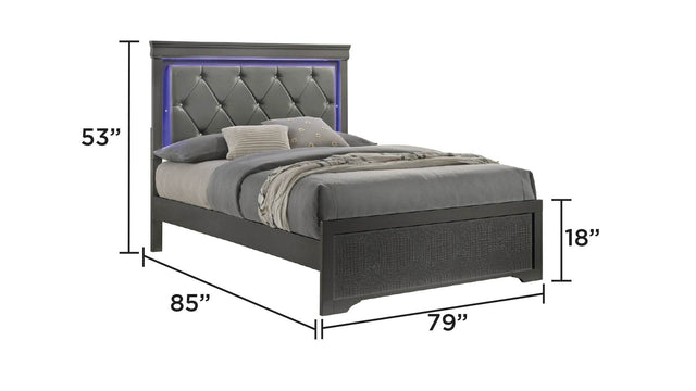 Modern Upholstered King Bed Frame With LED Headboard - Omega Lifestyles