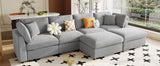 130-Inch Modular Chenille Fabric U-Shaped Sectional Sofa With Ottomans - Omega Lifestyles